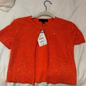 Zara Orange Short-Sleeve Blouse